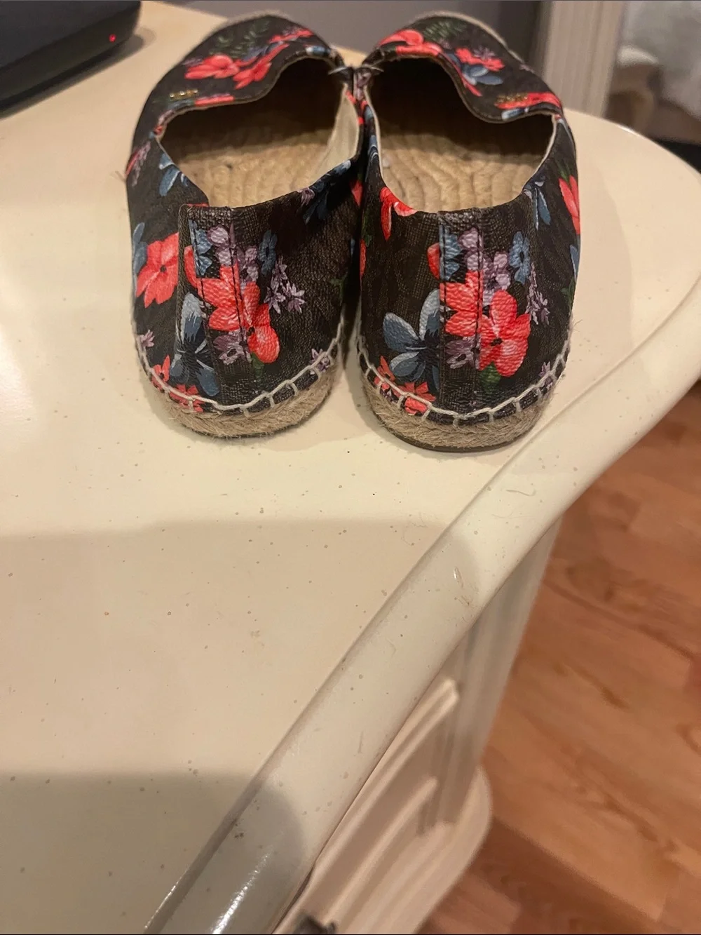 Michael Kors Black Floral Espadrille Slip-Ons